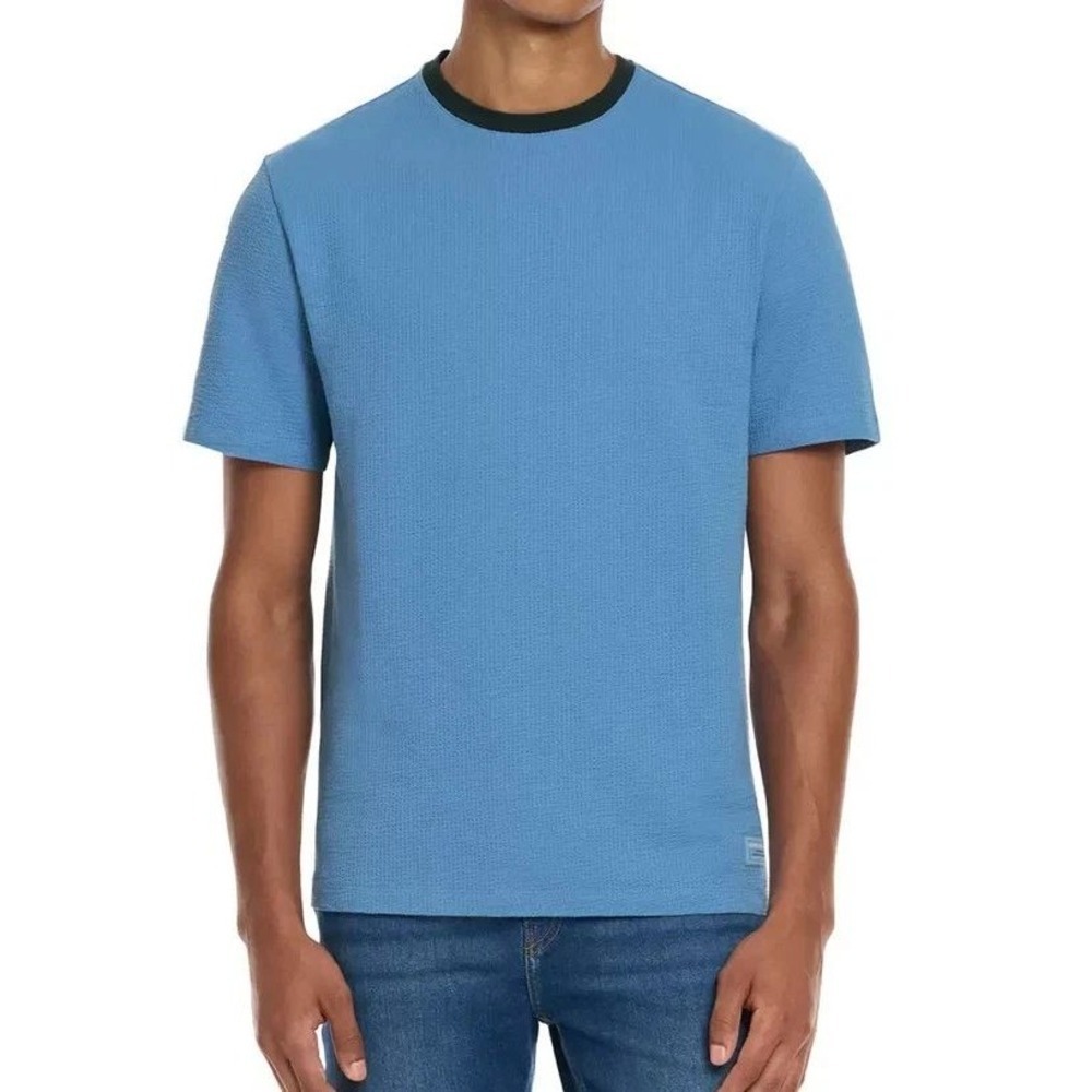 NWT Scotch & Soda Tee Shirt Men's XL Blue Cotton Blend Ribbed Ringer